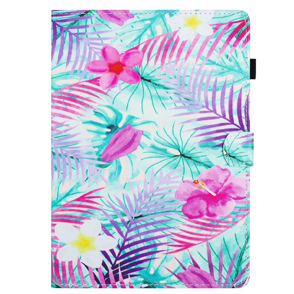 For Samsung Galaxy Tab A 10.1 (2016) T580 / T580 Case Pattern Printed Shockproof PU Leather Tablet Cover - Flower - 6