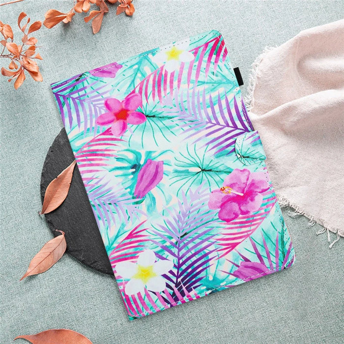 For iPad mini (2024) / mini (2021) Protective Case Pattern Printed Card Slot PU Leather Folio Flip Cover - Flower - 3