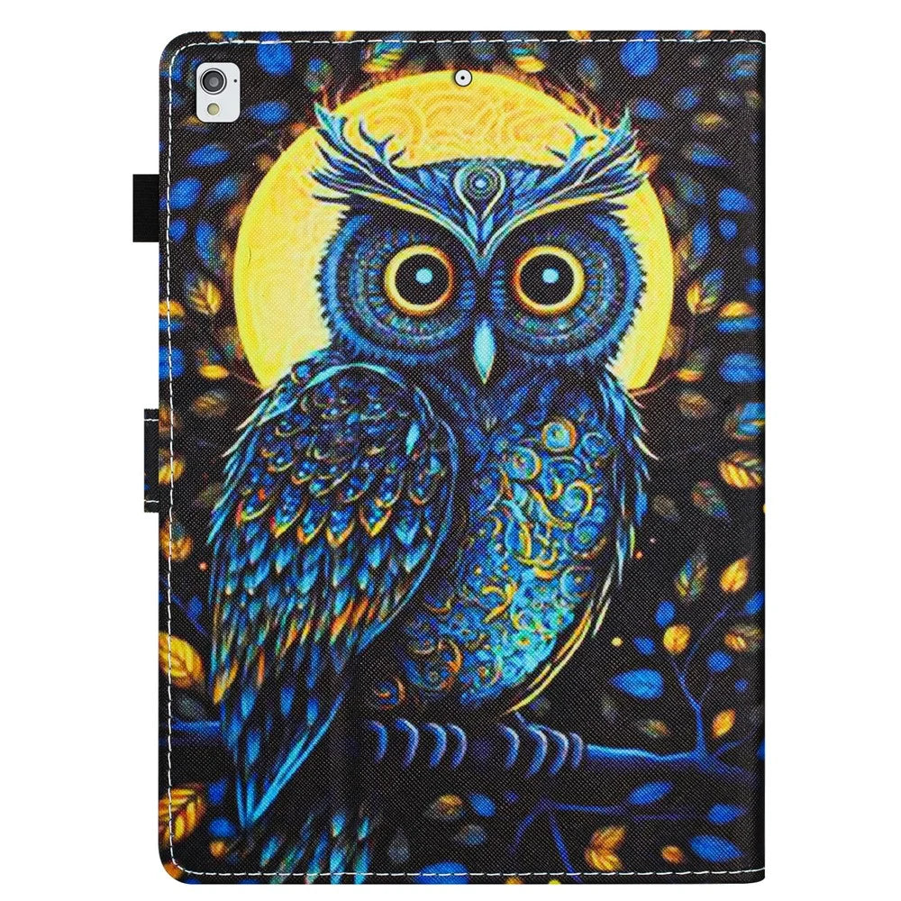 For iPad 10.2 (2021) / (2019) / (2020) Tablet Case Pattern Printed Anti-Drop PU Leather Folio Flip Cover - Owl - 7