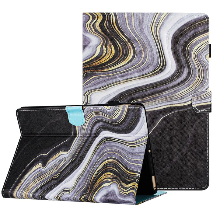 For Amazon Kindle Paperwhite (2015) / 2 (2015) / 3 (2015) / 4 (2018) Case PU Leather Smart Tablet Cover- Black+Gold Marble - 1