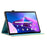 For Lenovo M10 Plus X606F Pattern Folio Cover PU Leather Stand Tablet Case - Gold+Blue Marble - 2