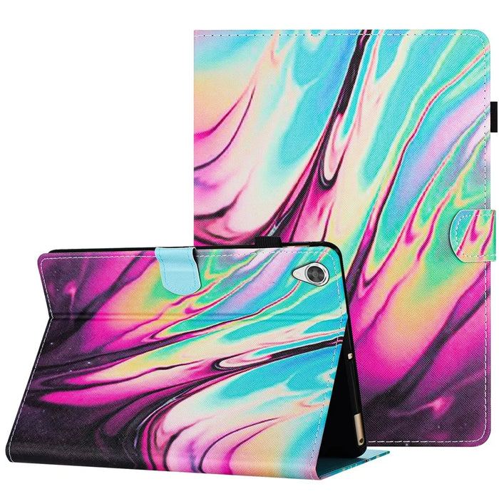 For Lenovo Tab M10 HD Gen 2 Case PU Leather Pattern Viewing Protective Cover - Rose+Blue Marble - 1