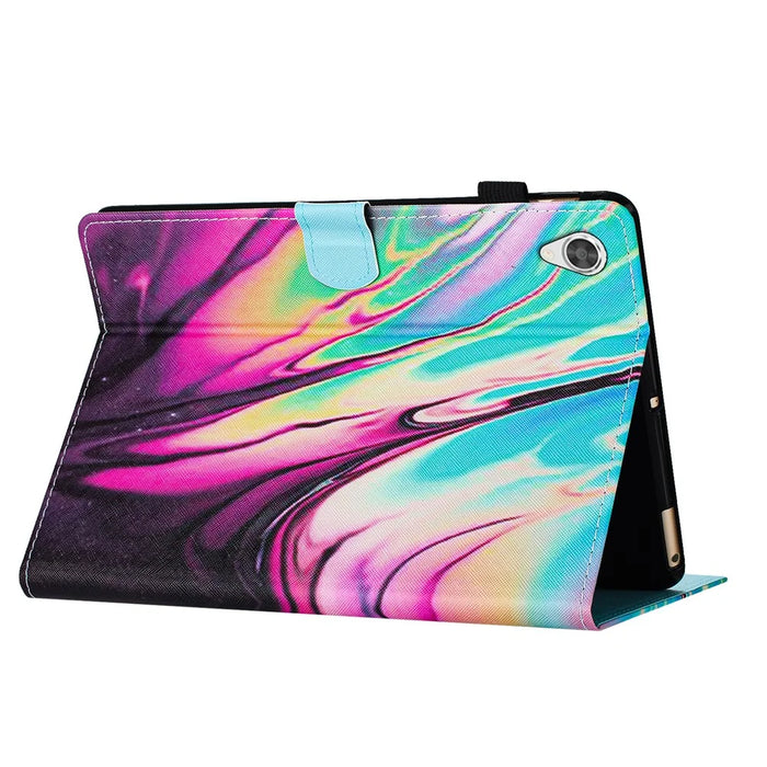 For Lenovo Tab M10 HD Gen 2 Case PU Leather Pattern Viewing Protective Cover - Rose+Blue Marble - 4
