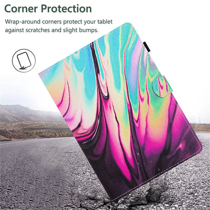 For Lenovo Tab M10 HD Gen 2 Case PU Leather Pattern Viewing Protective Cover - Rose+Blue Marble - 5
