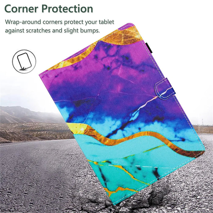 For iPad 10.2 (2019) / (2020) / (2021) PU Leather Case Pattern Smart Protective Cover - Purple+Blue Marble - 5