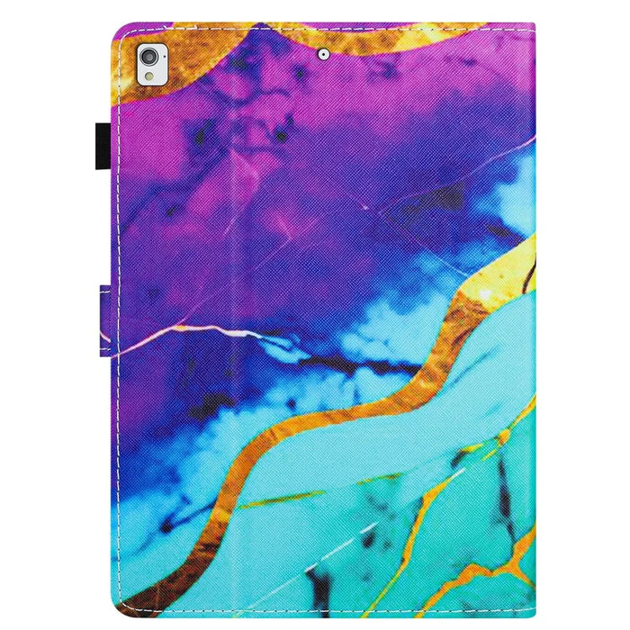 For iPad 10.2 (2019) / (2020) / (2021) PU Leather Case Pattern Smart Protective Cover - Purple+Blue Marble - 7