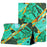 For Amazon Fire HD 10 Plus (2021) Smart Case PU Leather Pattern Dropproof Cover - Gold+Green Marble - 1