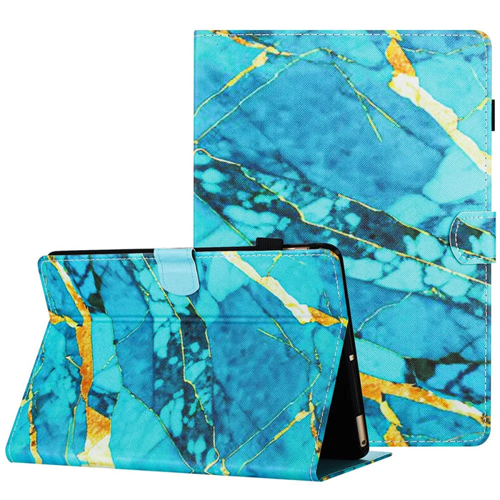 For Amazon Kindle Youth Edition 2022 Case Folio Pattern PU Leather Tablet Cover - Gold+Blue Marble - 1