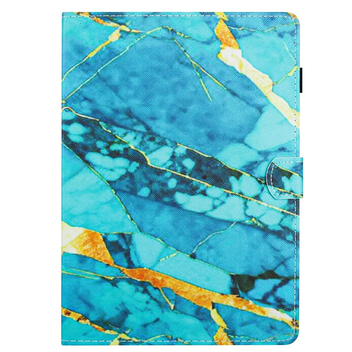 For Amazon Kindle Youth Edition 2022 Case Folio Pattern PU Leather Tablet Cover - Gold+Blue Marble - 6