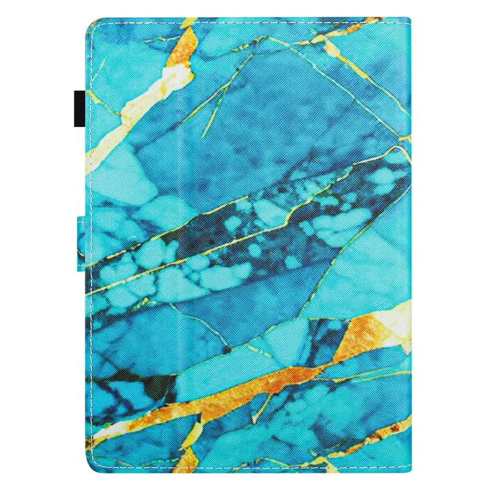 For Amazon Kindle Youth Edition 2022 Case Folio Pattern PU Leather Tablet Cover - Gold+Blue Marble - 7