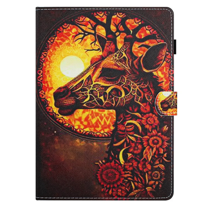 Universal 10-inch Tablet Case Pattern Printed Protective Folio Leather Stand Cover - Flower Deer - 6