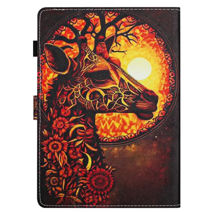 Universal 10-inch Tablet Case Pattern Printed Protective Folio Leather Stand Cover - Flower Deer - 7