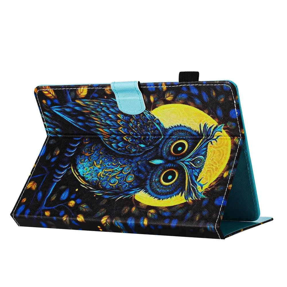 Universal 7-inch Tablet Case Magnetic Closure PU Leather Pattern Printing Cover - Moonlight Owl - 4
