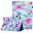 Universal 8-inch Tablet Case PU Leather Pattern Viewing Stand Cover - Leaves and Flowers - 1
