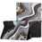 For Amazon Fire 7 (2022) Leather Smart Case Pattern Tablet Cover with Card Holder - Black+Gold Marble - 1