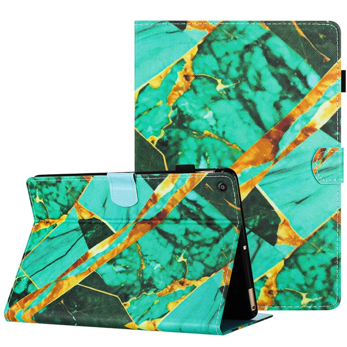 For Amazon Fire HD 8 (2016) / (2017) / (2018) Case Smart Leather Pattern Tablet Cover - Gold+Green Marble - 1