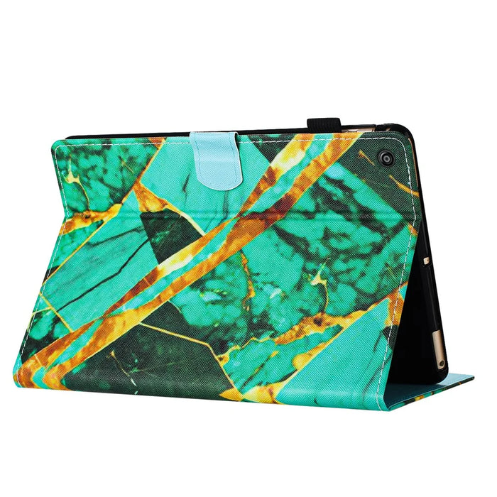 For Amazon Fire HD 8 (2016) / (2017) / (2018) Case Smart Leather Pattern Tablet Cover - Gold+Green Marble - 4