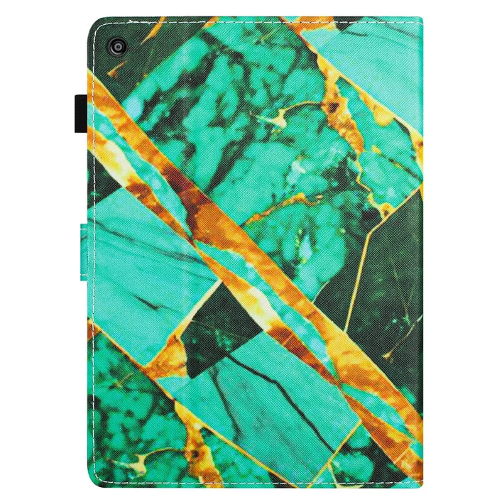 For Amazon Fire HD 8 (2016) / (2017) / (2018) Case Smart Leather Pattern Tablet Cover - Gold+Green Marble - 7