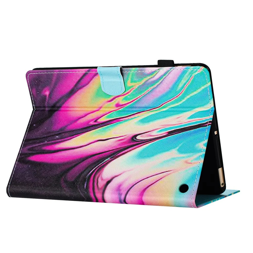 For Amazon Fire HD 8 (2020) / (2022) Case PU Leather Stand Pattern Tablet Cover - Rose Blue Marble - 4