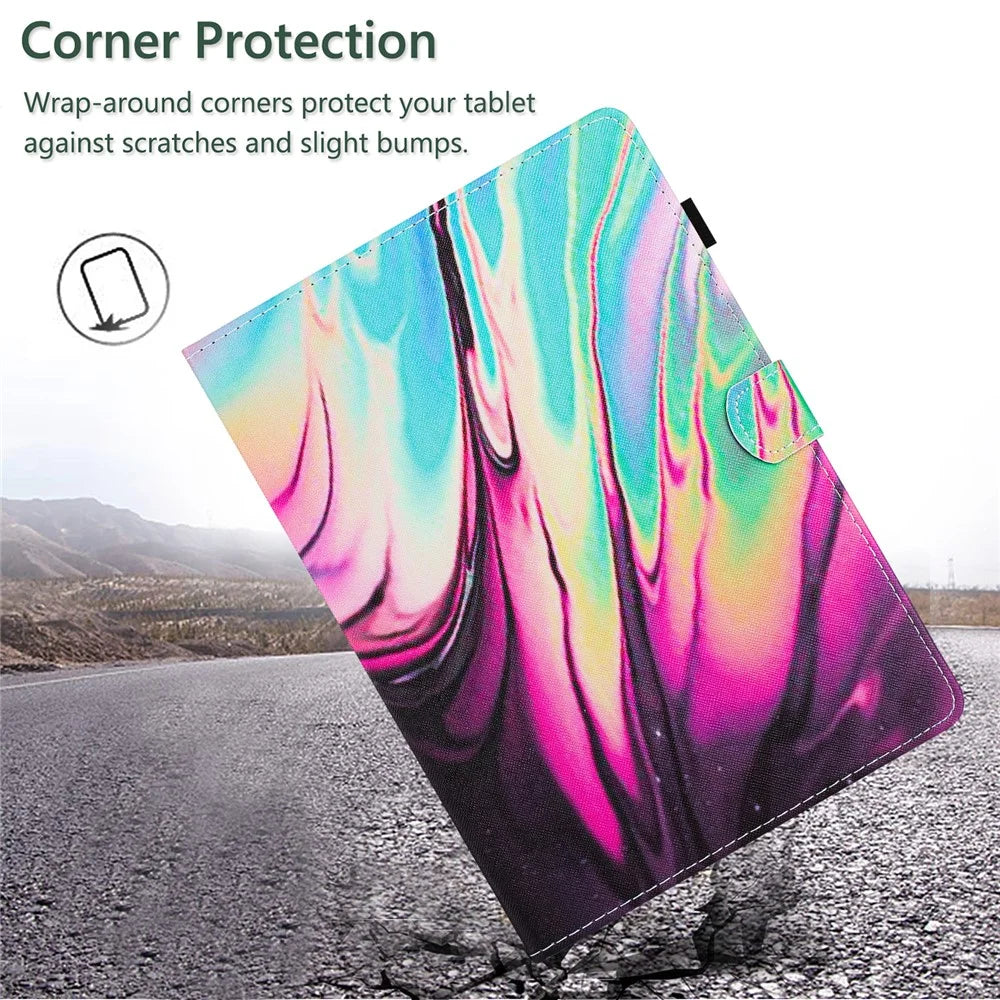 For Amazon Fire HD 8 (2020) / (2022) Case PU Leather Stand Pattern Tablet Cover - Rose Blue Marble - 5