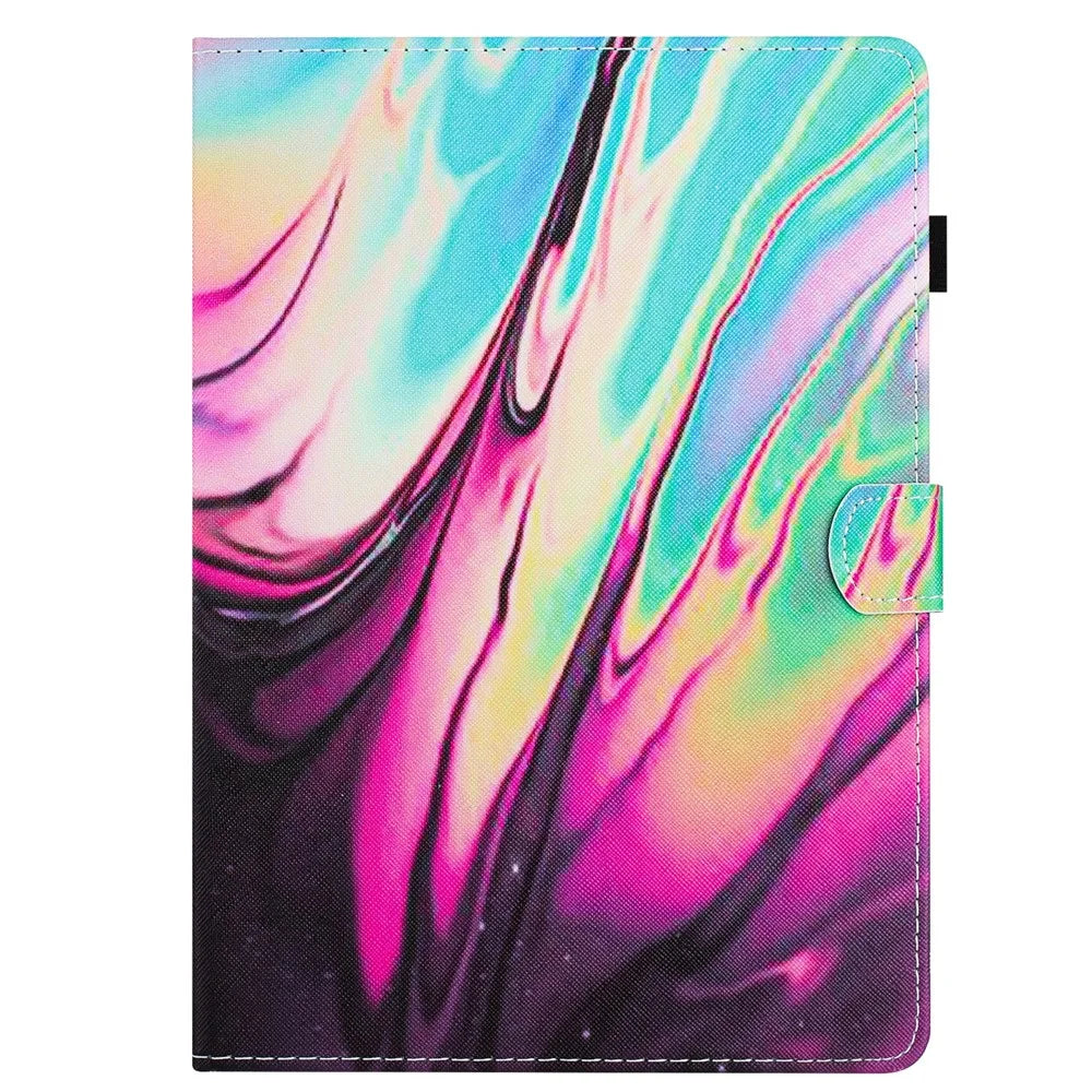 For Amazon Fire HD 8 (2020) / (2022) Case PU Leather Stand Pattern Tablet Cover - Rose Blue Marble - 6