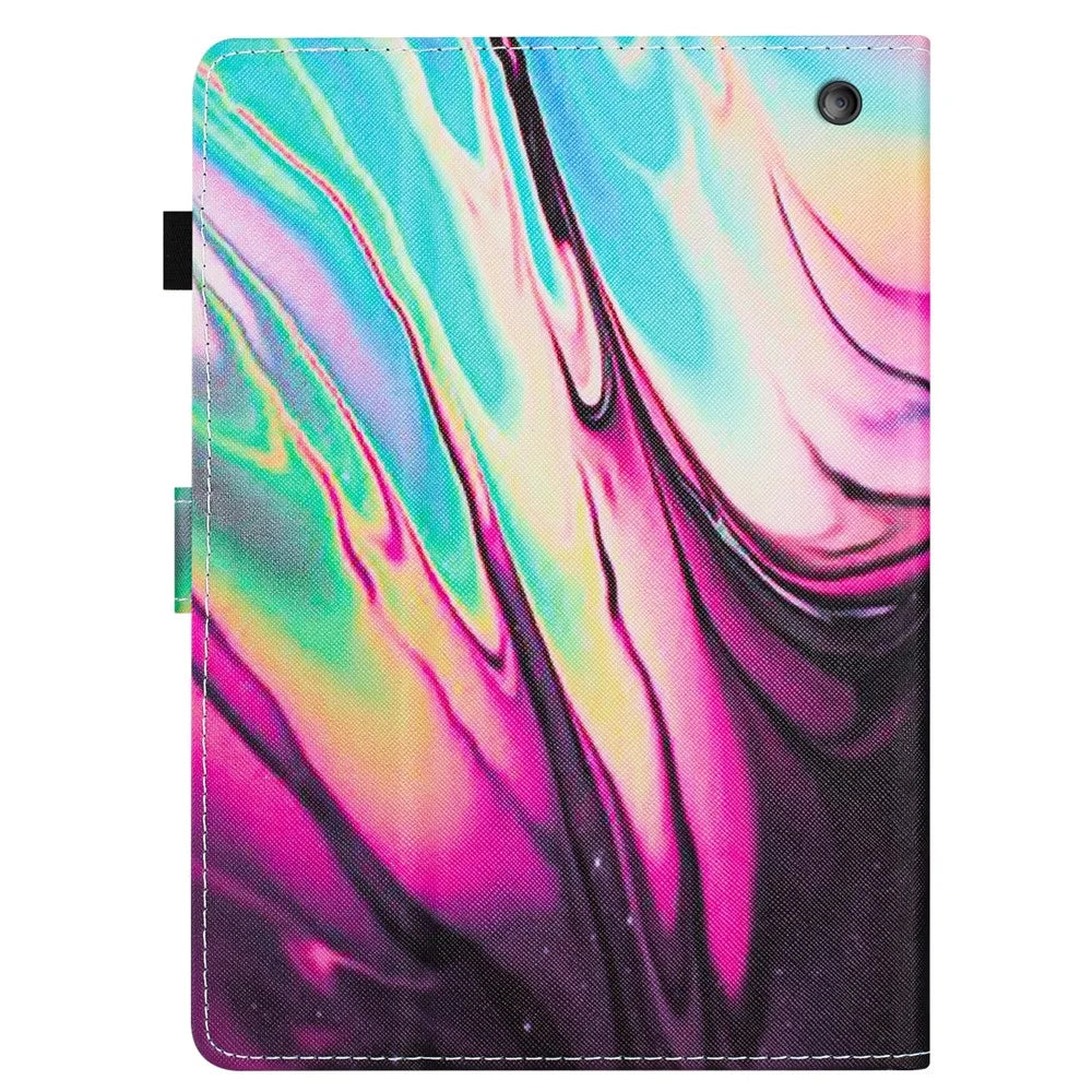 For Amazon Fire HD 8 (2020) / (2022) Case PU Leather Stand Pattern Tablet Cover - Rose Blue Marble - 7