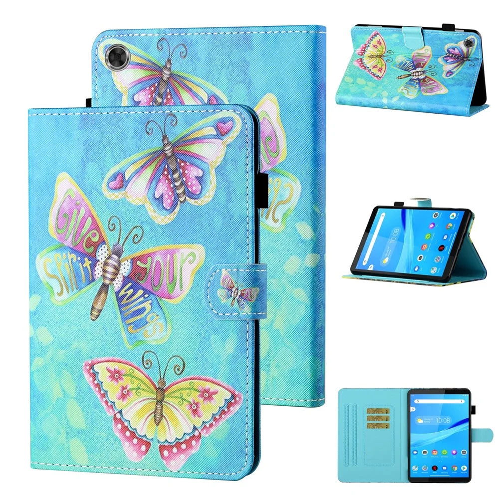 For Samsung Galaxy Tab A9+ Case PU Leather Stand Pattern Tablet Cover - Colorful Butterflies - 1
