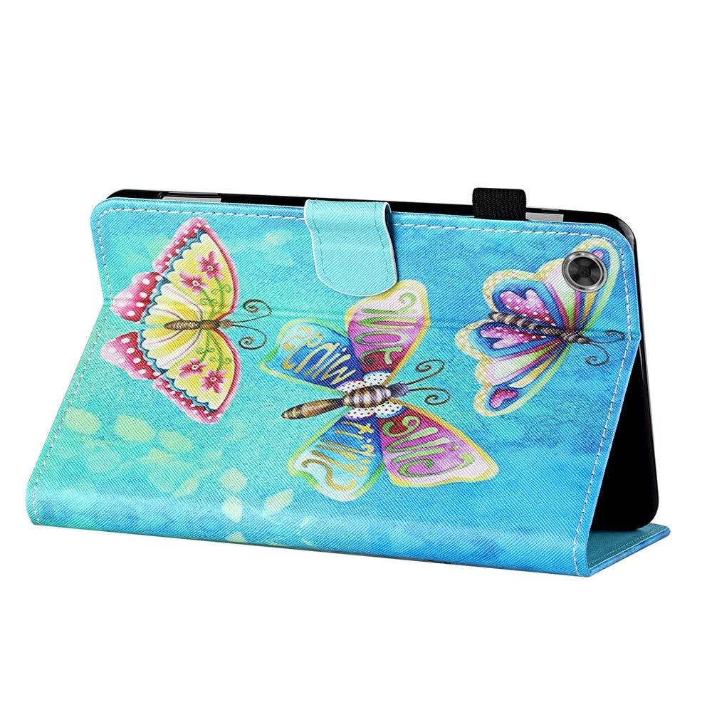 For Samsung Galaxy Tab A9+ Case PU Leather Stand Pattern Tablet Cover - Colorful Butterflies - 4