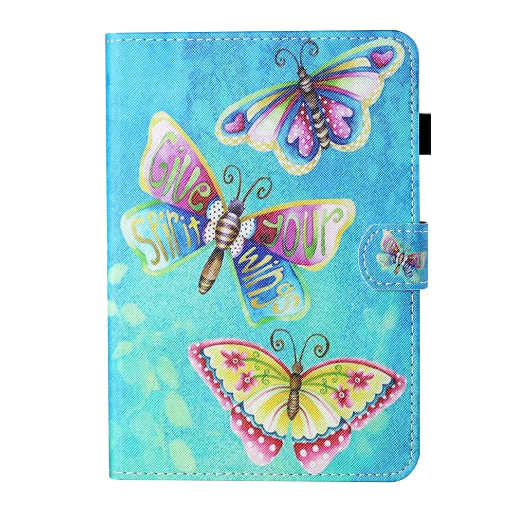 For Samsung Galaxy Tab A9+ Case PU Leather Stand Pattern Tablet Cover - Colorful Butterflies - 6
