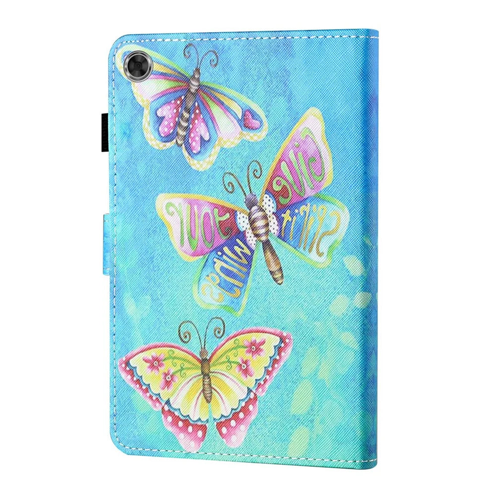 For Samsung Galaxy Tab A9+ Case PU Leather Stand Pattern Tablet Cover - Colorful Butterflies - 7