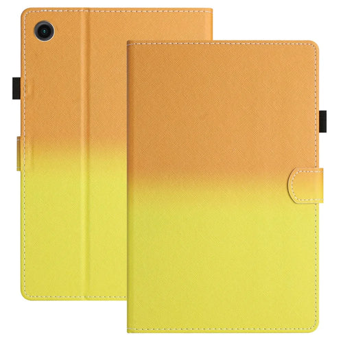 For Samsung Galaxy Tab A9 Leather Case Gradient Color Stand Tablet Cover with Card Slots - Orange / Yellow - 1