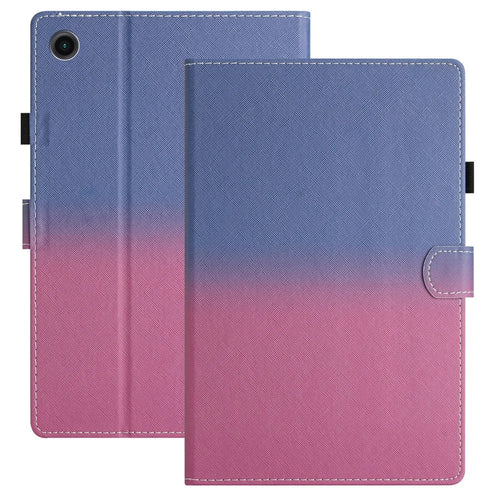 For Samsung Galaxy Tab A9+ Case Stitching Gradient PU Leather Tablet Cover - Blue / Rose - 1