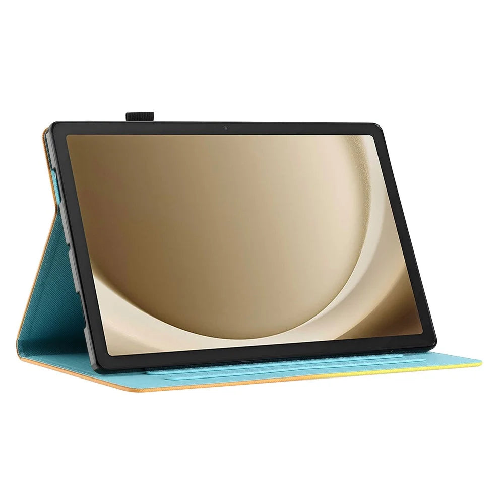 For Samsung Galaxy Tab A9+ Case Stitching Gradient PU Leather Tablet Cover - Blue / Rose - 2