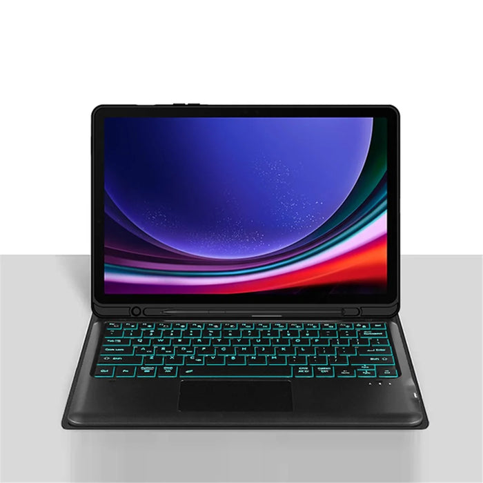 For Samsung Galaxy Tab S10+ / S9+  / S8+ / S7+ / S7 FE Backlight Touchpad Bluetooth-Compatible Keyboard with Pen Slot Leather Tablet Case - 2