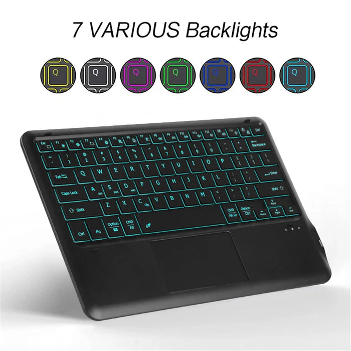 For Samsung Galaxy Tab S10+ / S9+  / S8+ / S7+ / S7 FE Backlight Touchpad Bluetooth-Compatible Keyboard with Pen Slot Leather Tablet Case - 5