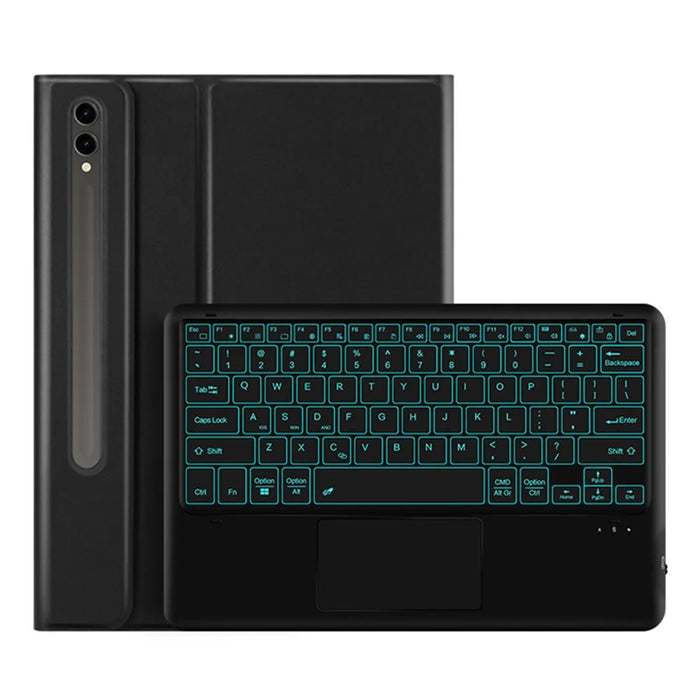For Samsung Galaxy Tab S10+ / S9+  / S8+ / S7+ / S7 FE Backlight Touchpad Bluetooth-Compatible Keyboard with Pen Slot Leather Tablet Case - 6