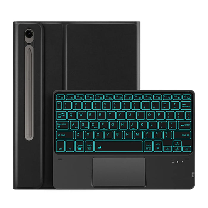 For Samsung Galaxy Tab S10 FE / S9 FE / S9 / S8 / S7 Backlight Touchpad Bluetooth-Compatible Keyboard with Pen Slot Leather Tablet Case - 6