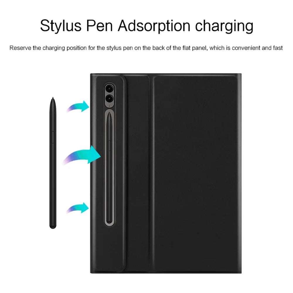 For Samsung Galaxy Tab S9 FE+ Backlight Touchpad Bluetooth-compatible Keyboard with Pen Slot Leather Tablet Case - 5