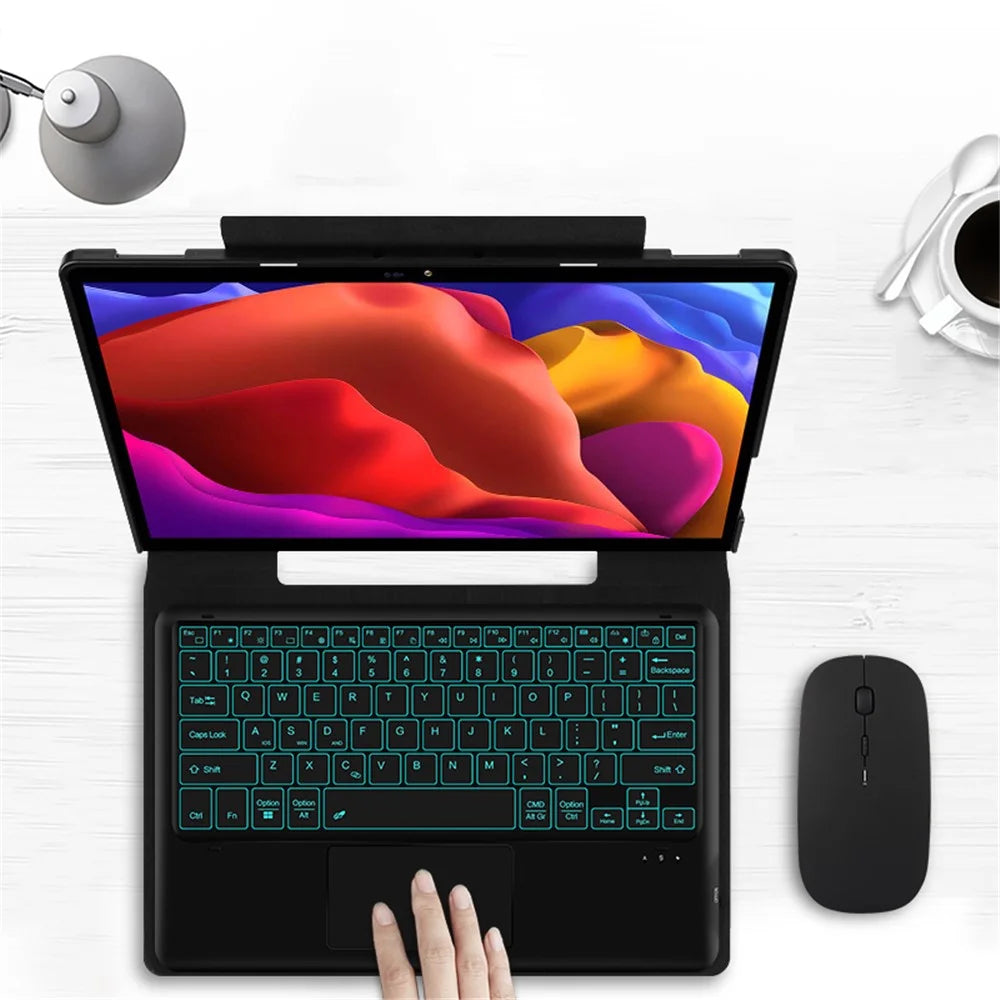 For Lenovo Yoga Pad Pro Backlight Touchpad Bluetooth-compatible Keyboard with Pen Slot Leather Tablet Case - 3
