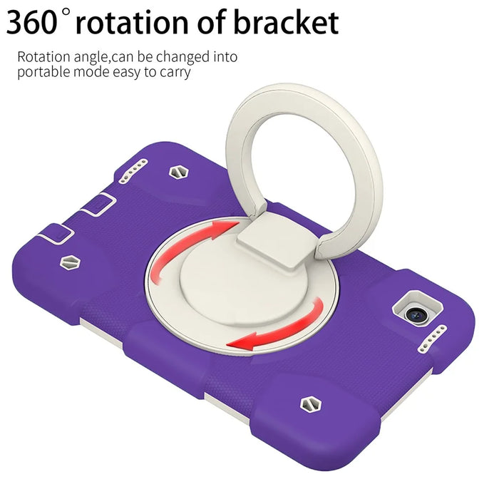 For Samsung Galaxy Tab A9 Case PC+Silicone Ring Kickstand Tablet Cover with Shoulder Strap -  Dark Purple - 5