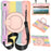 For Samsung Galaxy Tab A9+ Tablet Case PC+Silicone Rotatable Kickstand Protective Cover - Colorful Rose Gold - 1