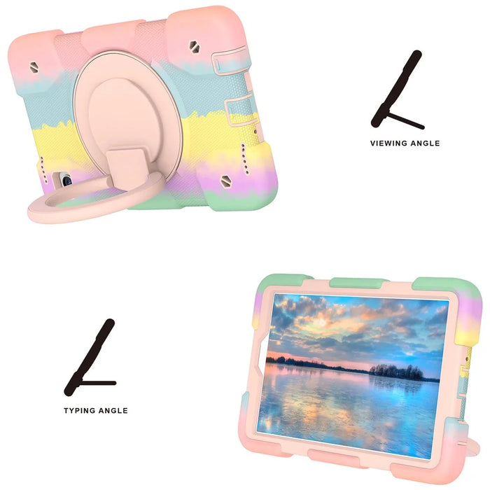 Tablet Cases for Samsung Galaxy Tab A9 Shell PC+Silicone Protective Case with Shoulder Strap - Colorful Rose Gold - 2