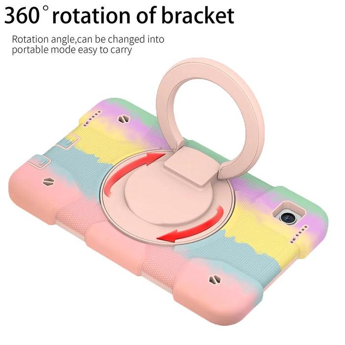 Tablet Cases for Samsung Galaxy Tab A9 Shell PC+Silicone Protective Case with Shoulder Strap - Colorful Rose Gold - 5
