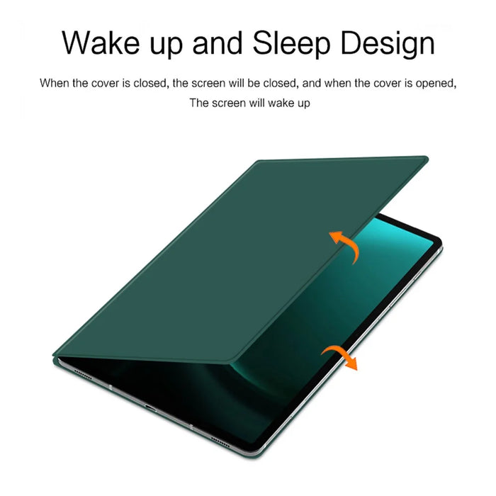 For Samsung Galaxy Tab S9 FE+ Leather Case Stand Magnetic Tablet Cover with Auto Sleep / Wake - Green - 3