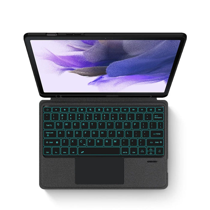 For Samsung Galaxy Tab S10+ / S9+ Leather Case + Bluetooth-Compatible Keyboard with Backlight Trackpad - 2