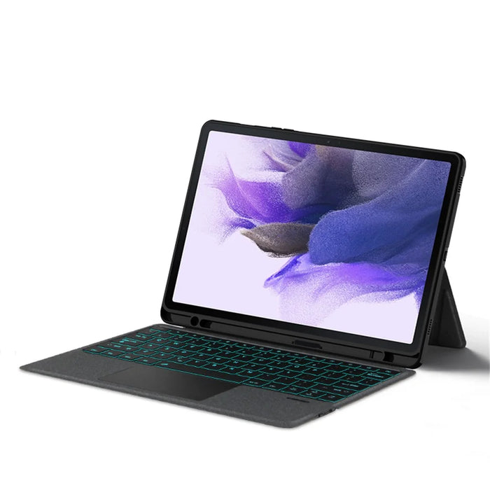 For Samsung Galaxy Tab S10+ / S9+ Leather Case + Bluetooth-Compatible Keyboard with Backlight Trackpad - 4