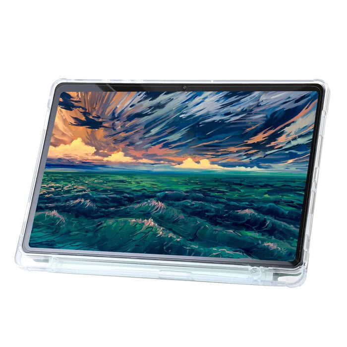 For Samsung Galaxy Tab A11+ / A9+ Tablet Case PU+Acrylic+TPU Tri-fold Stand Cover - Matcha Green - 3