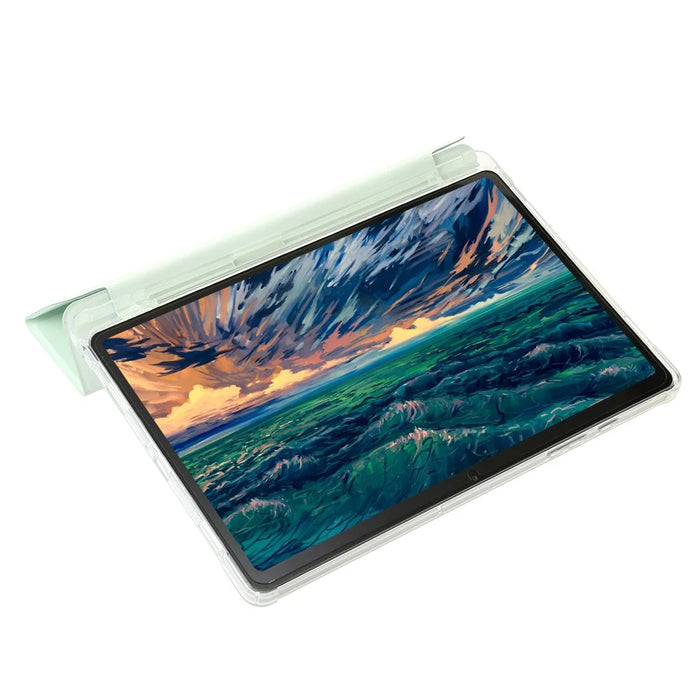 For Samsung Galaxy Tab A11+ / A9+ Tablet Case PU+Acrylic+TPU Tri-fold Stand Cover - Matcha Green - 5