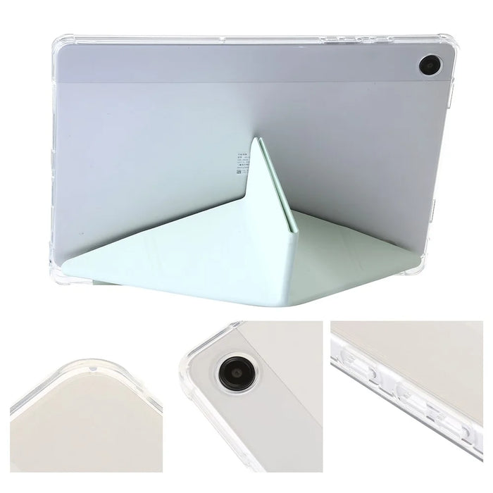 For Samsung Galaxy Tab A11+ / A9+ Tablet Case PU+Acrylic+TPU Tri-fold Stand Cover - Matcha Green - 6
