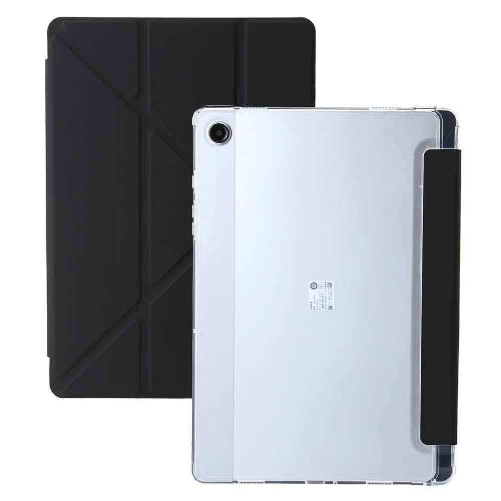 For Samsung Galaxy Tab A11 / A9 Case PU+Acrylic+TPU Auto Wake / Sleep Tablet Stand Cover - Black - 1